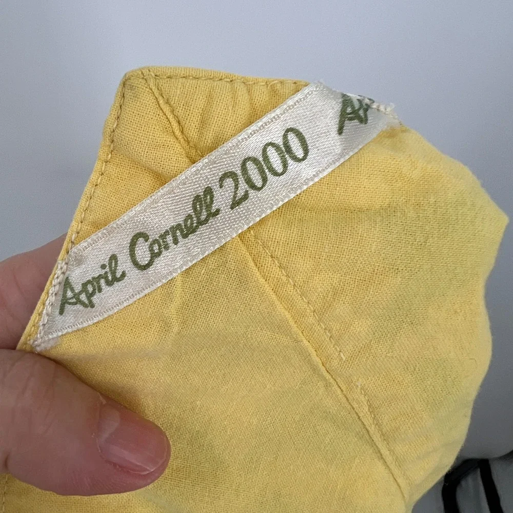 April Cornell Y2K Square Tablecloth Yellow Plaid 45x45
